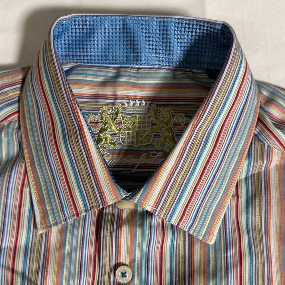 House Of Lords Multi Color Striped Men's Button Up Shirt - Picture 3 of 11